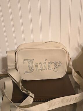 Juicy Couture Cream Studded Logo Crossbody Camera Bag
